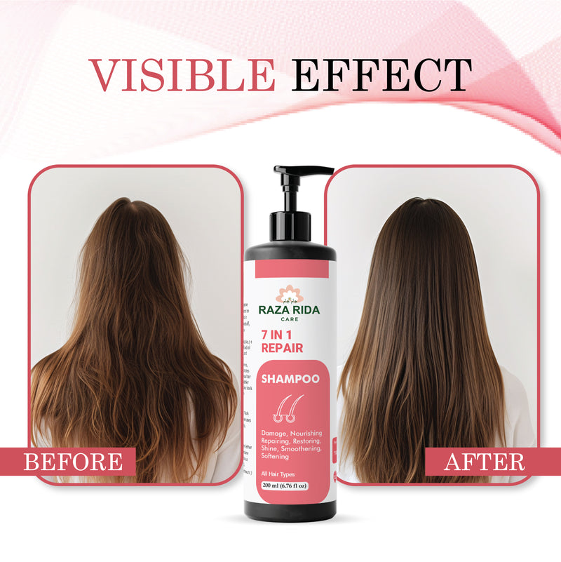 Raza Rida Care 7 in 1 Repair Shampoo before after