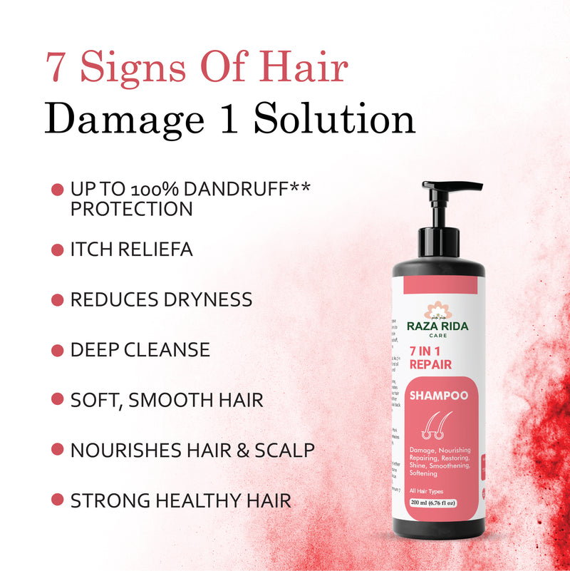 Raza Rida Care 7 in 1 Repair Shampoo signs of damage