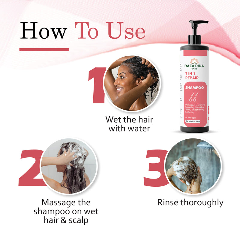 Raza Rida Care 7 in 1 Repair Shampoo how to use