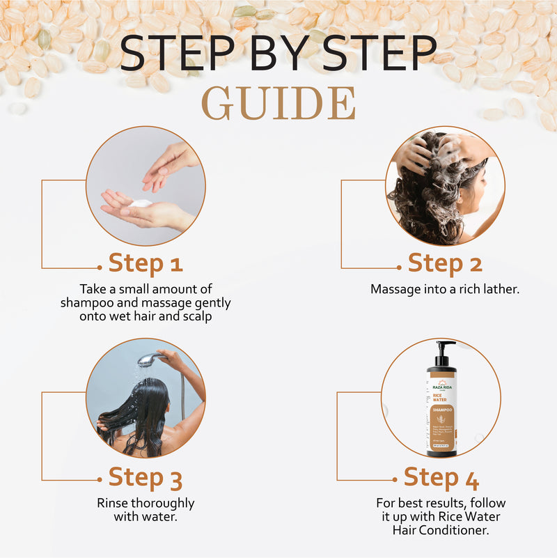 Raza Rida Care Rice Water Shampoo step by step guide