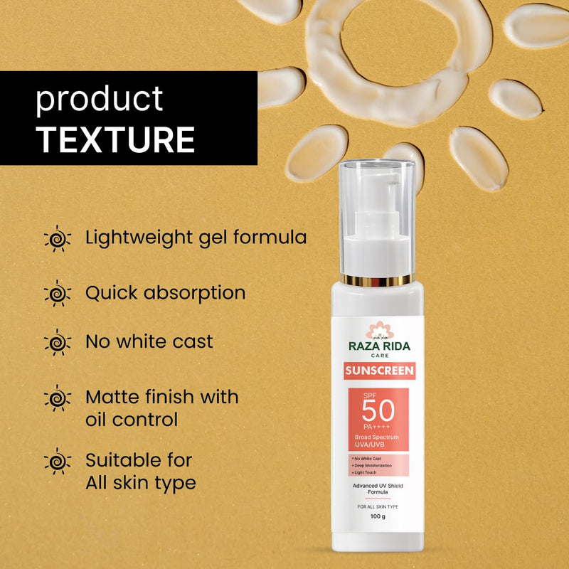 Raza Rida Care Sunscreen product texture lightweight gel