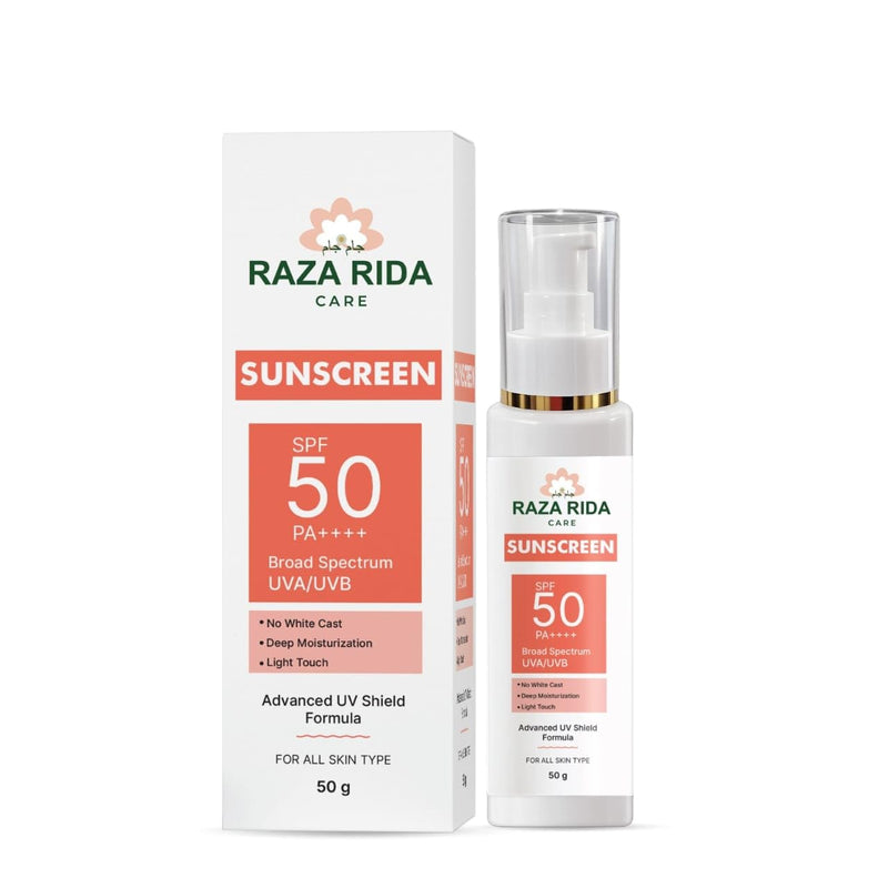 Raza Rida Care Sunscreen SPF 50 PA++++ with packaging box